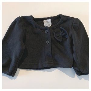 BABY STARTERS Black Pointelle Shrug with Bow EUC